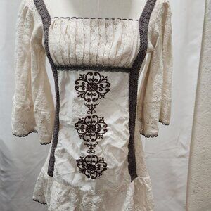 Renaissance embroidered lace mini dress tunic top